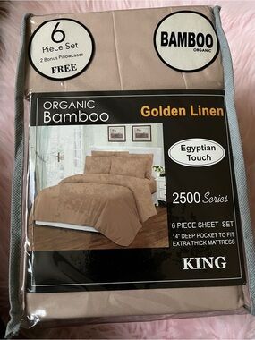 BAMBOO Golden Linen King 6-Piece Bamboo Sheet Set